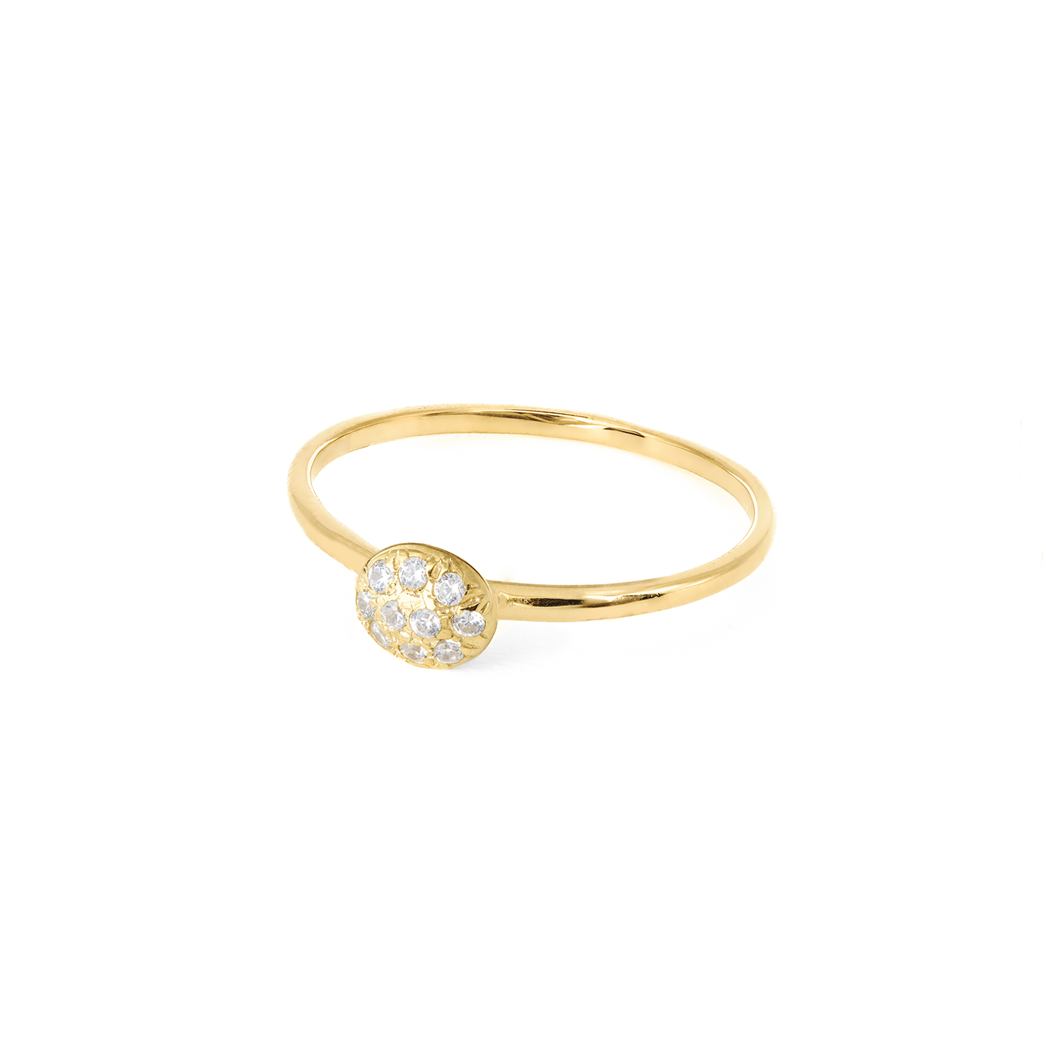 ANELLO IN ORO CON OVALE PICCOLO IN BRILLANTI BIANCHI