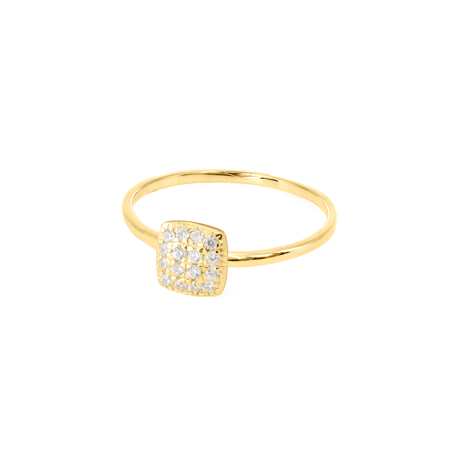 ANELLO IN ORO CON QUADRATO PICCOLO IN BRILLANTI BIANCHI