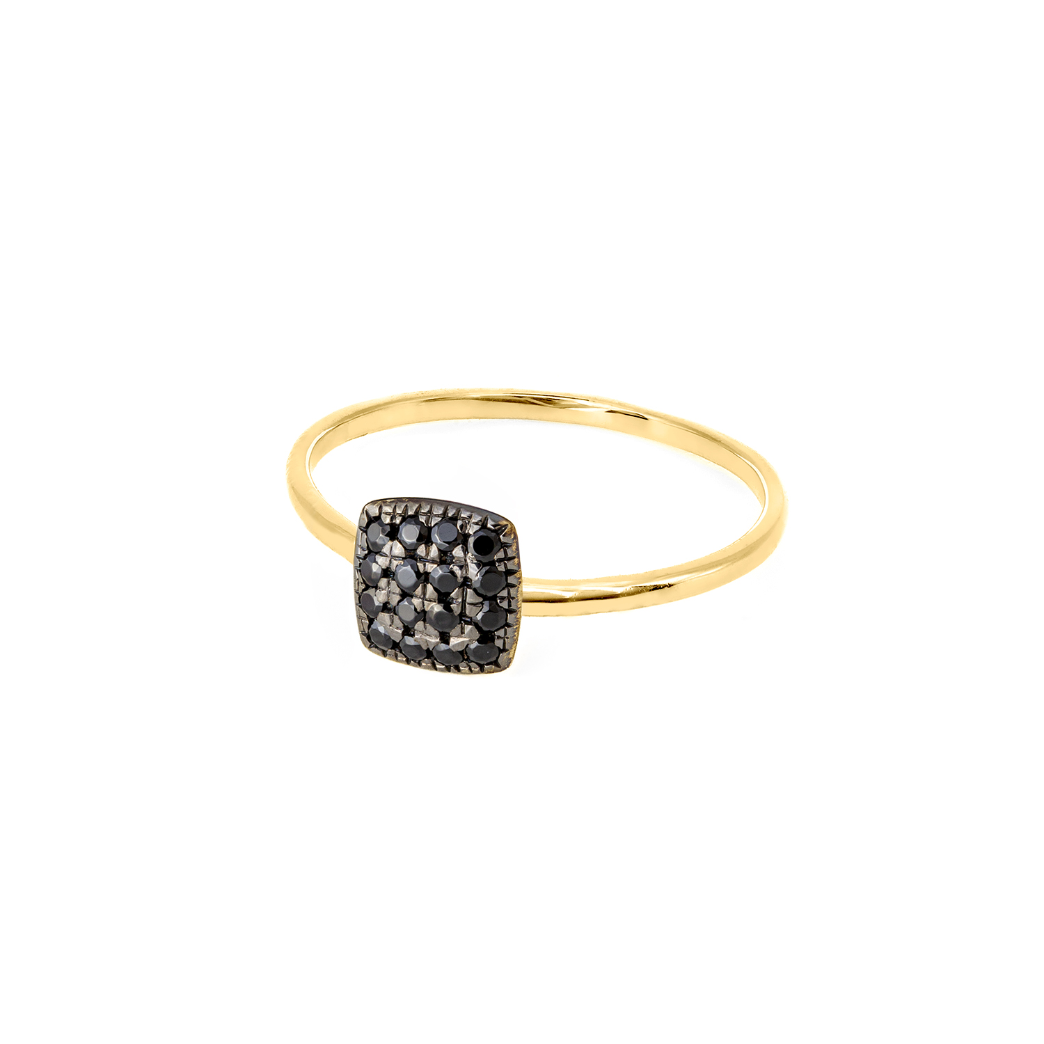ANELLO IN ORO CON QUADRATO PICCOLO IN BRILLANTI NERI