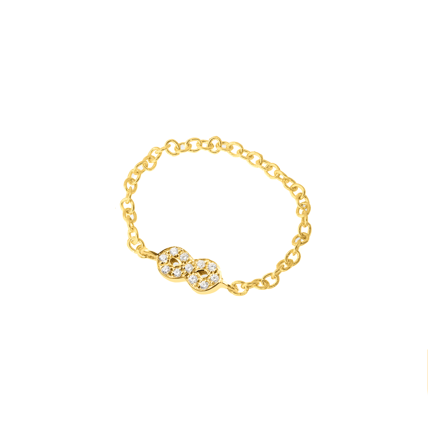 ANELLO IN ORO CON INFINITO IN BRILLANTI BIANCHI SU CATENA