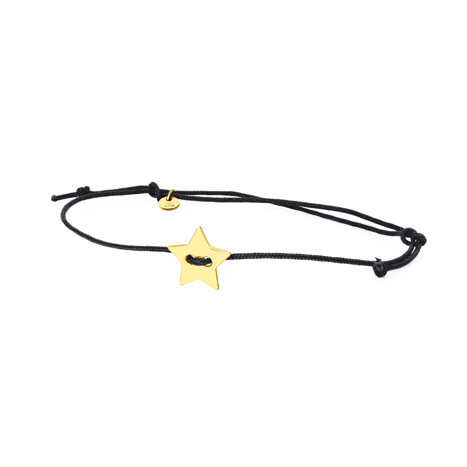 BRACCIALE SU CORDINO COLORATO CON SIMBOLO IN ORO STELLA TERZA MISURA IN LASTRA