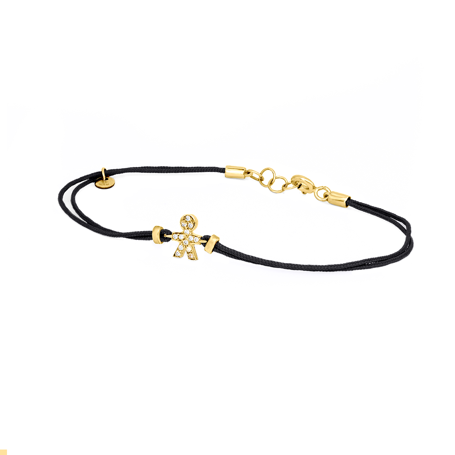 BRACCIALE SU CORDINO COLORATO CON SIMBOLO OMINO SECONDA MISURA IN BRILLANTI