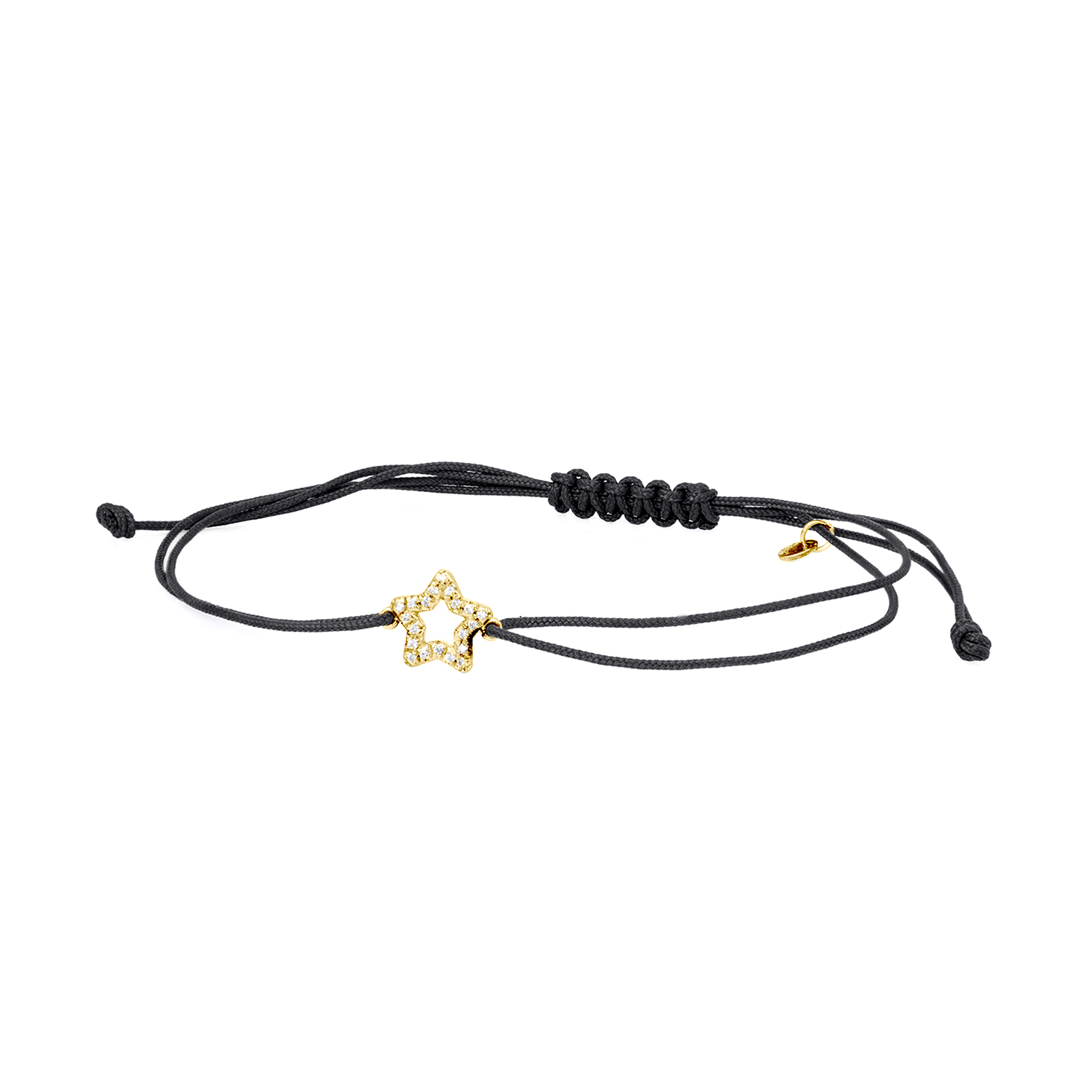 BRACCIALE SU CORDINO COLORATO CON SIMBOLO STELLA IN ORO SECONDA MISURA IN BRILLANTI BIANCHI