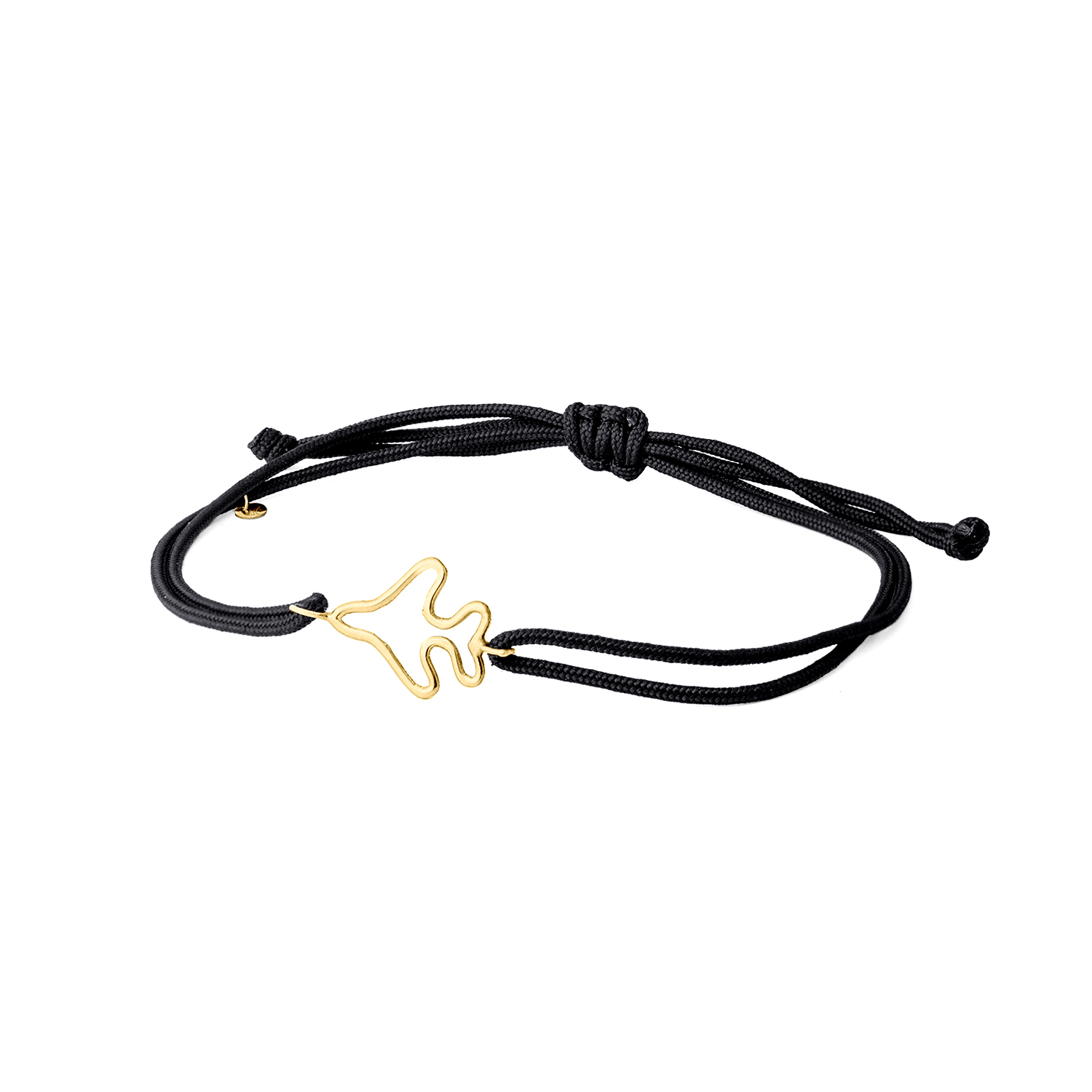 BRACCIALE SU CORDINO COLORATO CON SIMBOLO IN ORO AEREO IN FILO
