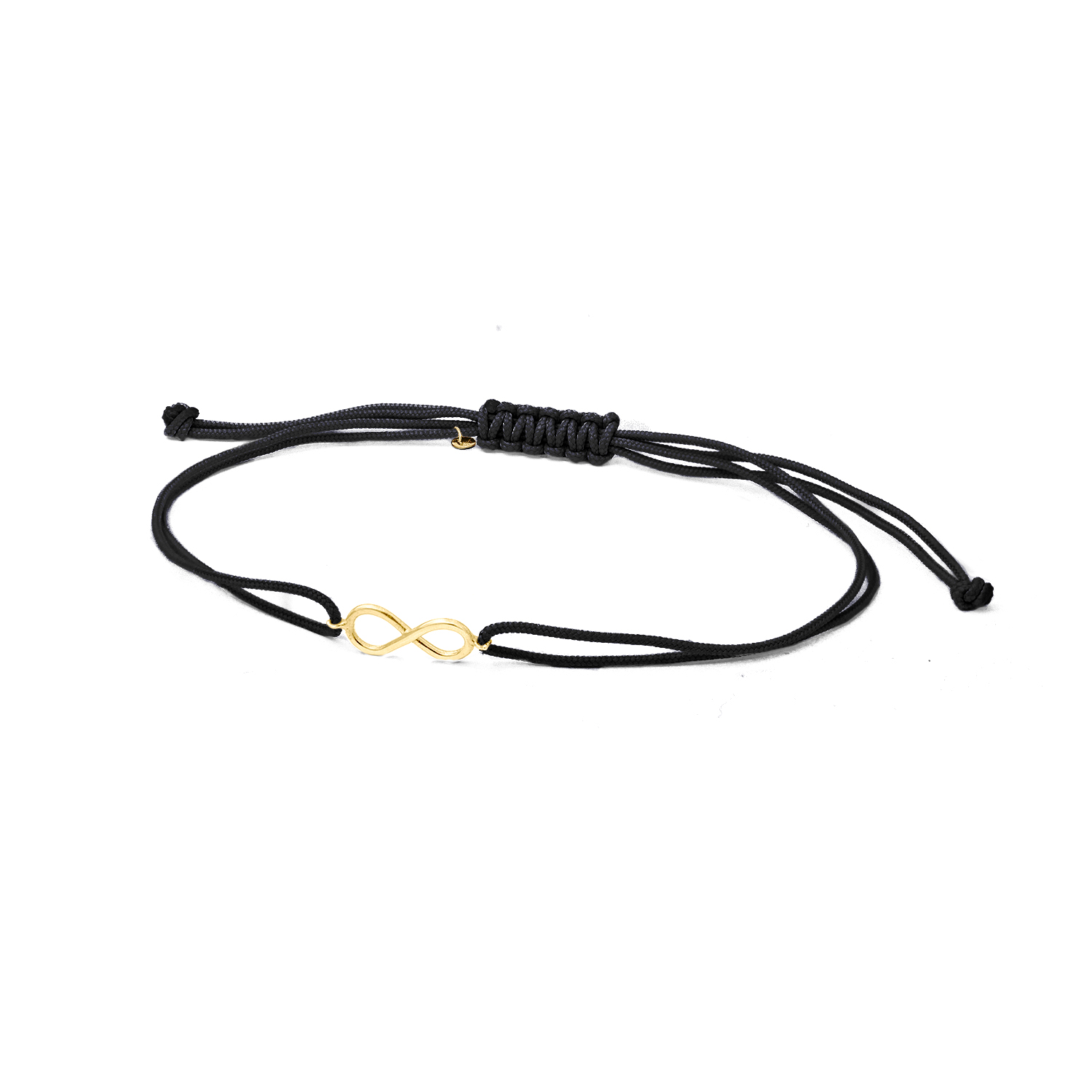 BRACCIALE SU CORDINO COLORATO CON SIMBOLO IN ORO INFINITO IN FILO