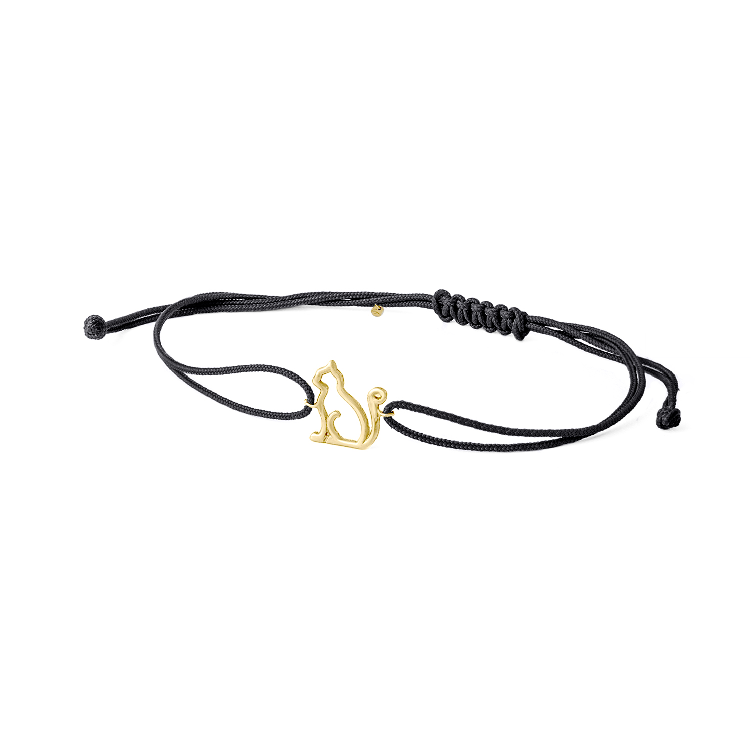 BRACCIALE SU CORDINO COLORATO CON SIMBOLO IN ORO GATTO IN FILO