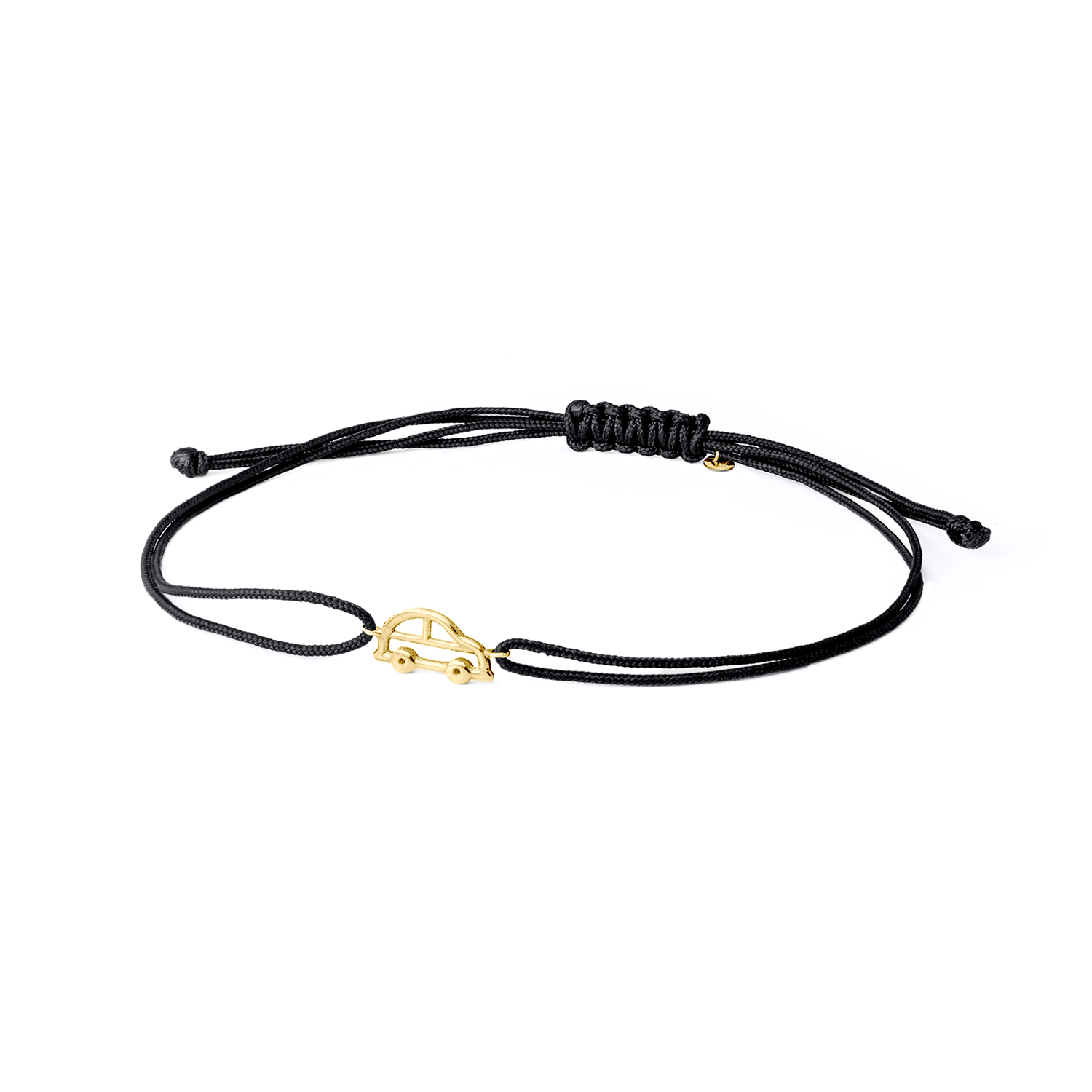 BRACCIALE SU CORDINO COLORATO CON SIMBOLO IN ORO MACCHINA IN FILO