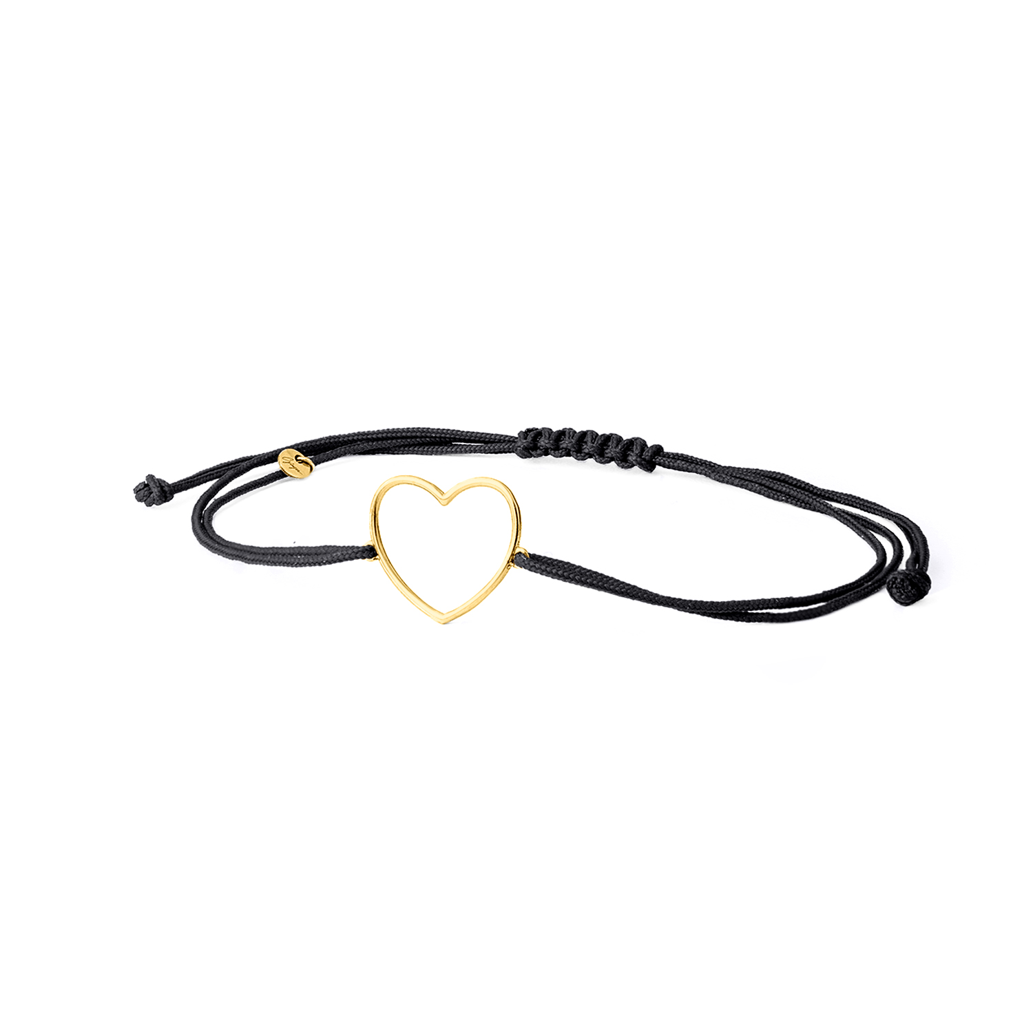 BRACCIALE SU CORDINO COLORATO CON SIMBOLO IN ORO CUORE TERZA MISURA IN FILO