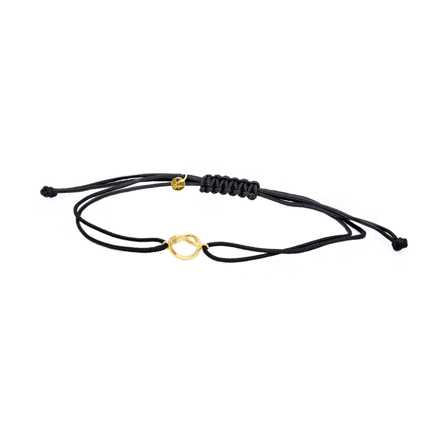 BRACCIALE IN ORO CON SIMBOLO NODO IN FILO SU CORDINO COLORATO