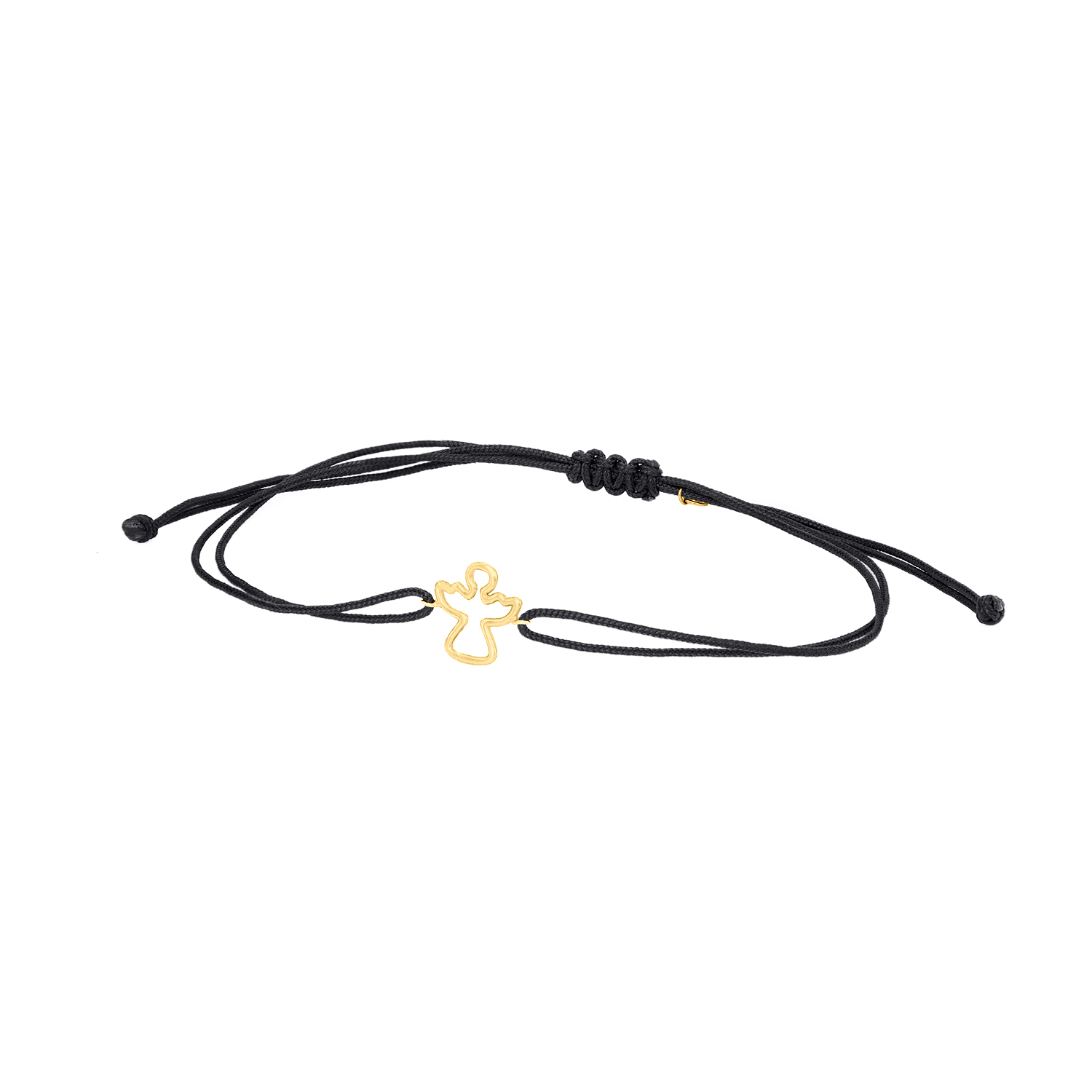 BRACCIALE SU CORDINO COLORATO CON SIMBOLO IN ORO ANGELO IN FILO
