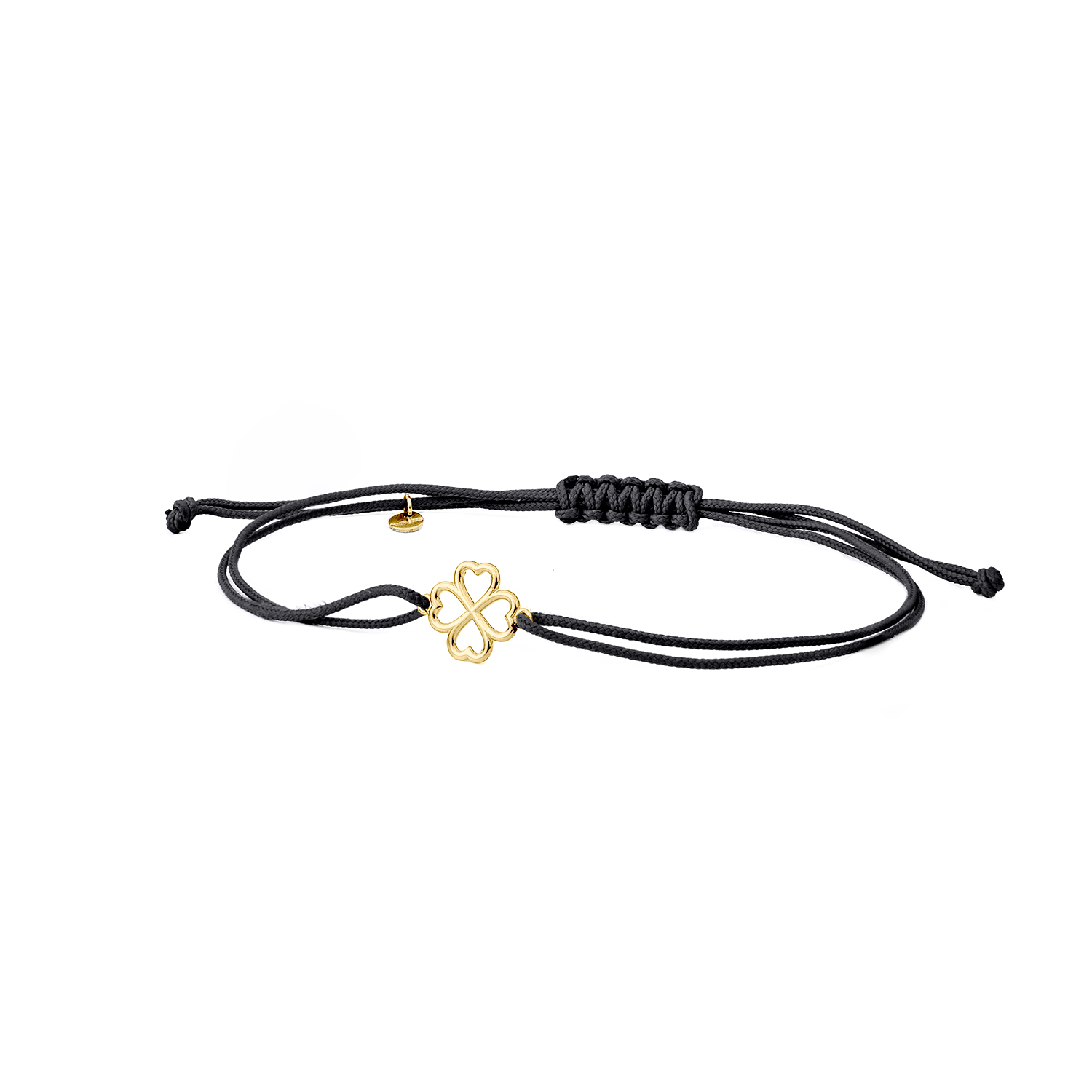 BRACCIALE SU CORDINO COLORATO CON SIMBOLO IN ORO QUADRIFOGLIO SECONDA MISURA IN FILO