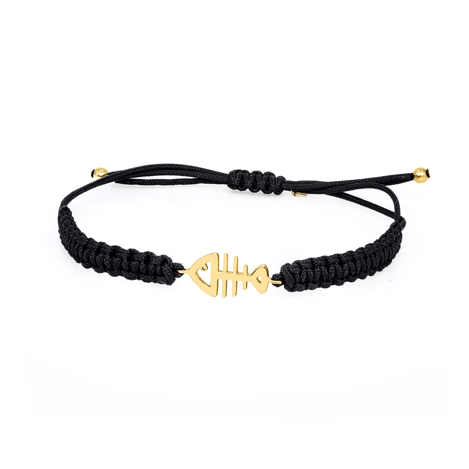 BRACCIALE SU CORDINO COLORATO CON LISCA DI PESCE IN ORO