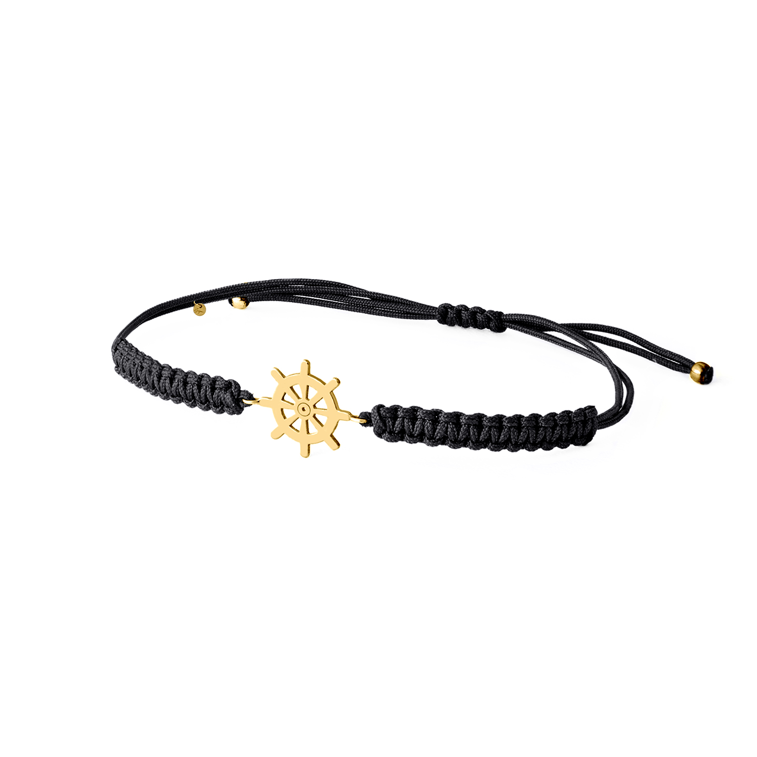 BRACCIALE SU CORDINO COLORATO CON TIMONE IN ORO