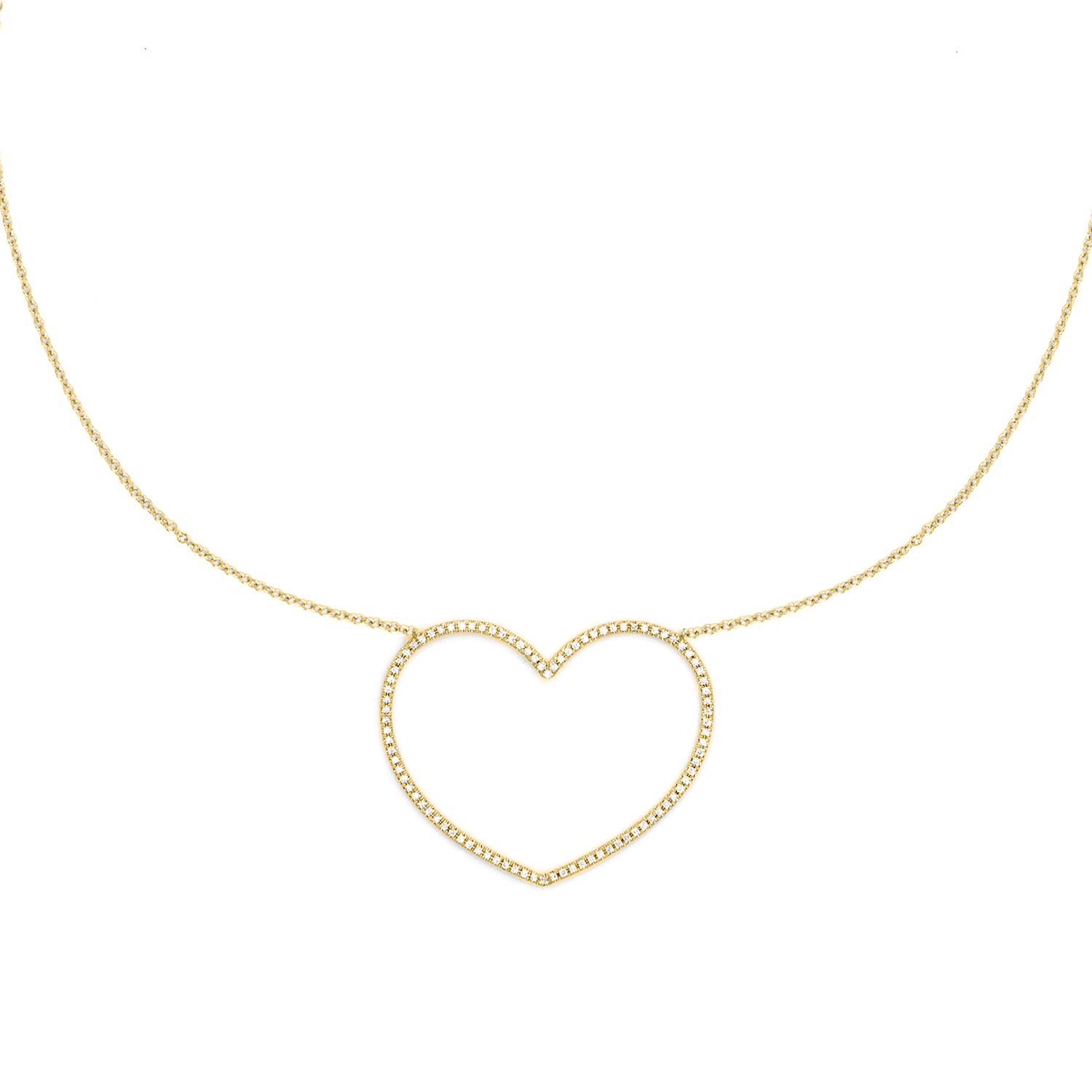 GIROCOLLO IN ORO CON CUORE SESTA MISURA BRILLANTI BIANCHI