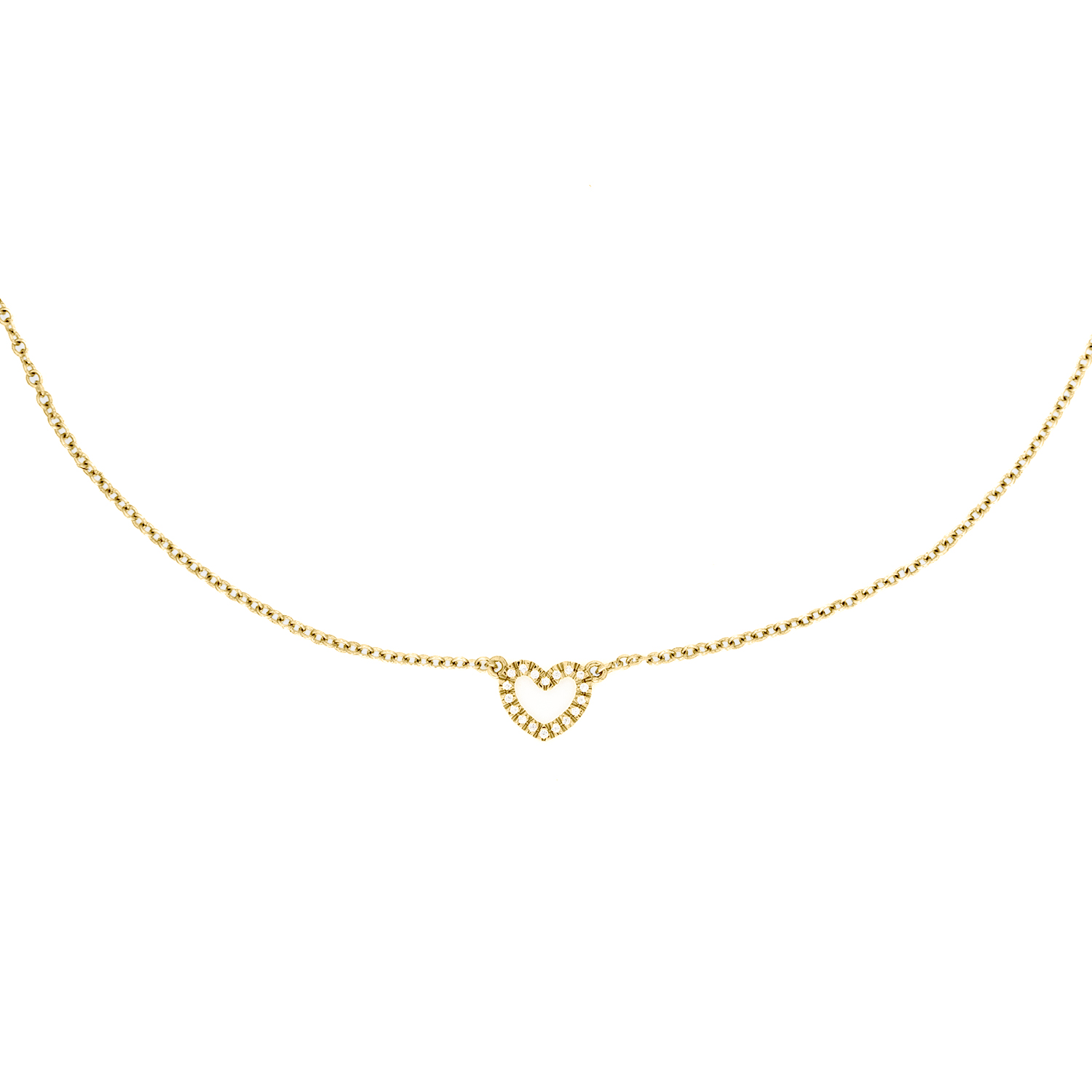 GIROCOLLO IN ORO CON SIMBOLO CUORE SECONDA MISURA IN BRILLANTI BIANCHI