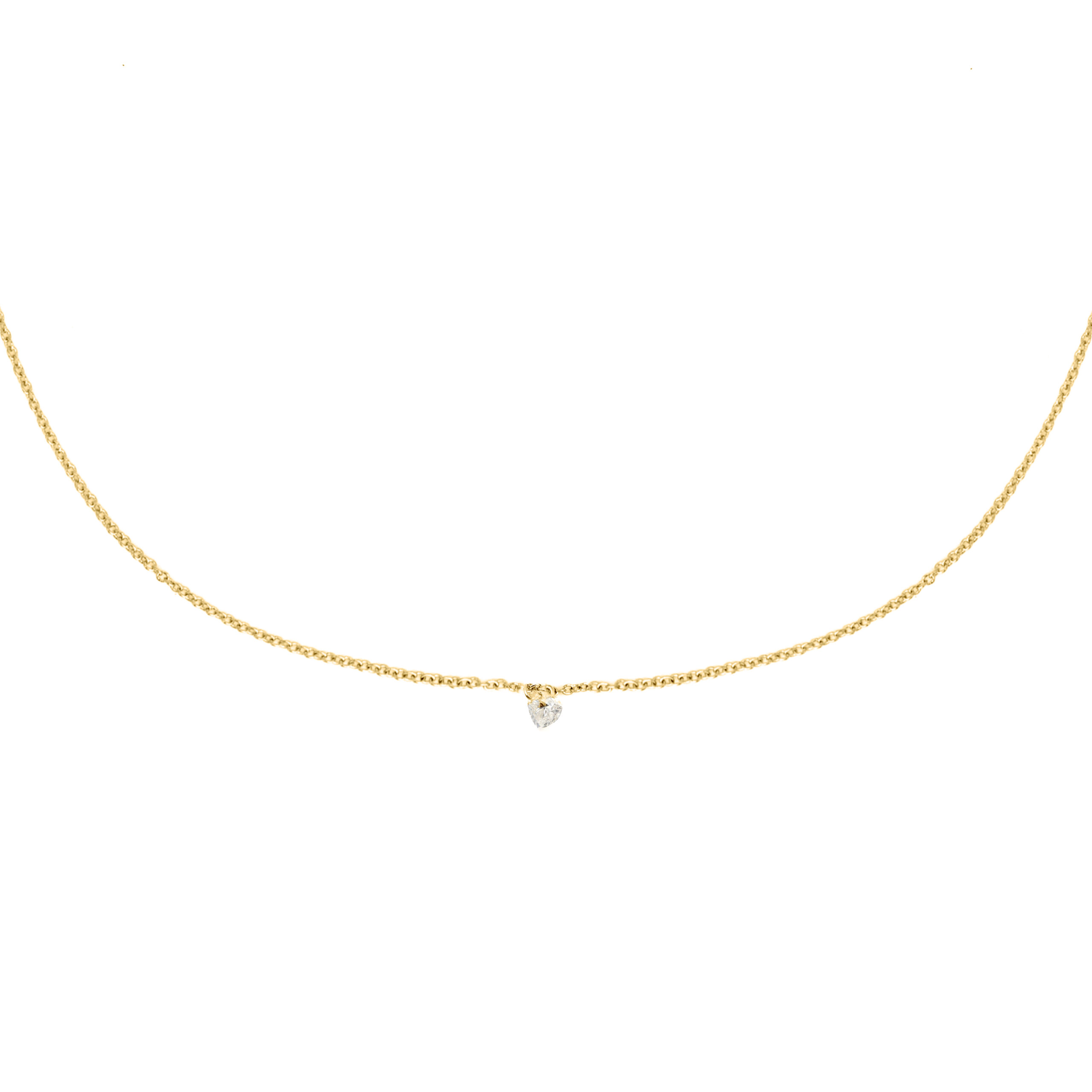 GIROCOLLO IN ORO CON BRILLANTE FORATO A FORMA DI CUORE DA 0,25 CT